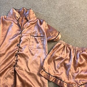 Satin Sleepwear Set in Peach